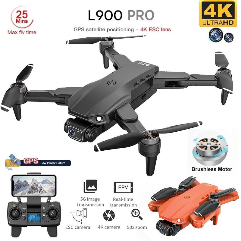 Drone Camera Hd - 折りたたみ式ブラシレスドローンl900プロ,GPS, 4k,HD,デュアルカメラ,5g,wifi,rc,距離1.2km,ドローン