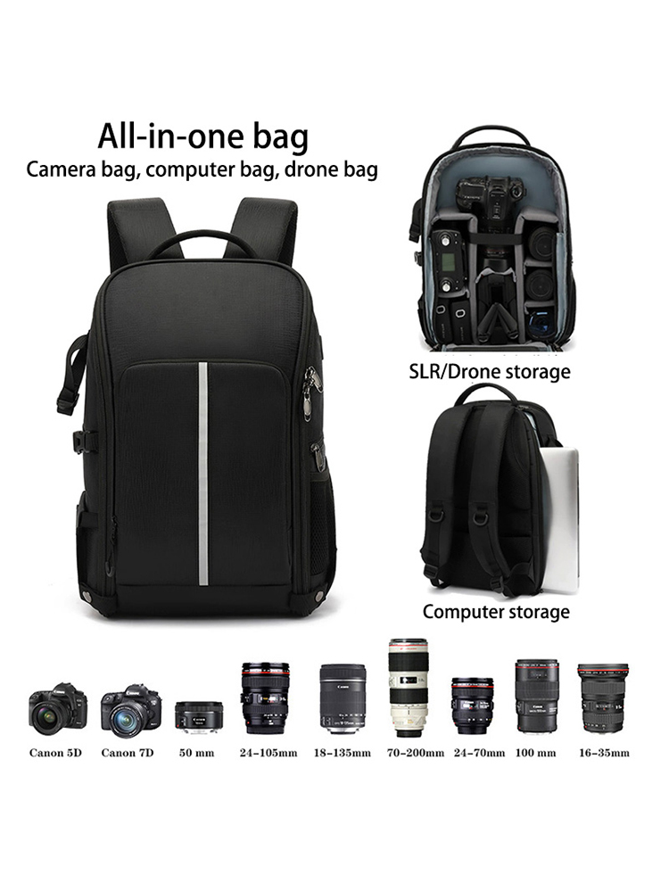 Drone Camera Case - 屋外写真バックパックデジタル一眼レフカメラバッグドローンラップトップカメラバックパック旅行ハイキングキャンプ用