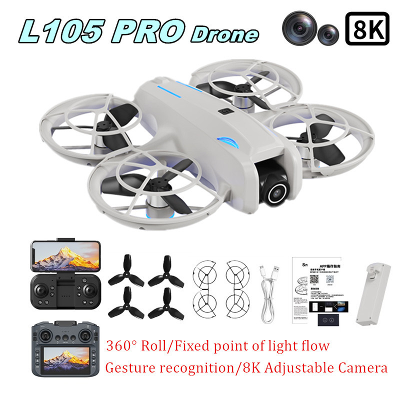 Drone Camera Professional - L105 PRO ドローン デュエル 8Kレンズ 完全衝突防止＆完全密閉型
